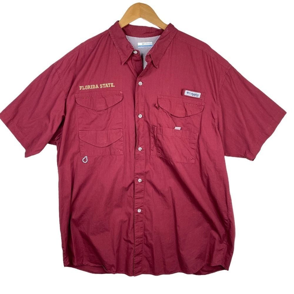 Columbia PFG Florida State Shirt Mens XL Fishing Button Up Vented Short Sleeve